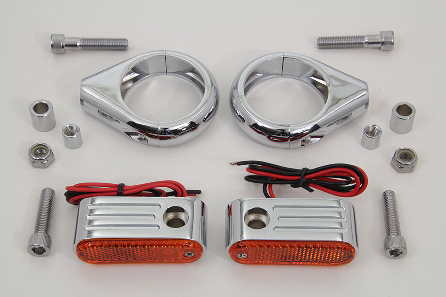 Turn Signal Kit Front with 49mm Fork Clamps 0 /  Custom application