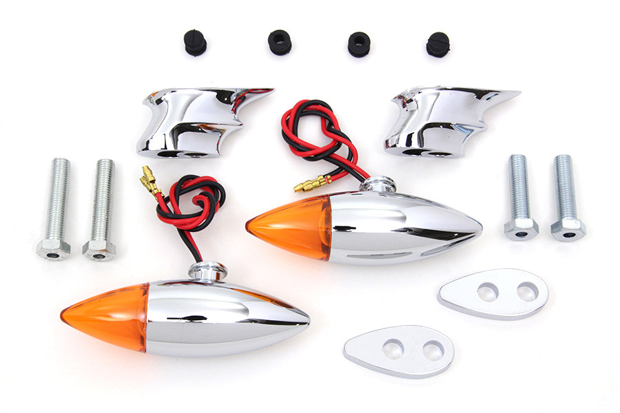 Chrome Torpedo Bullet Style Marker Lamp Set 0 /  Custom application
