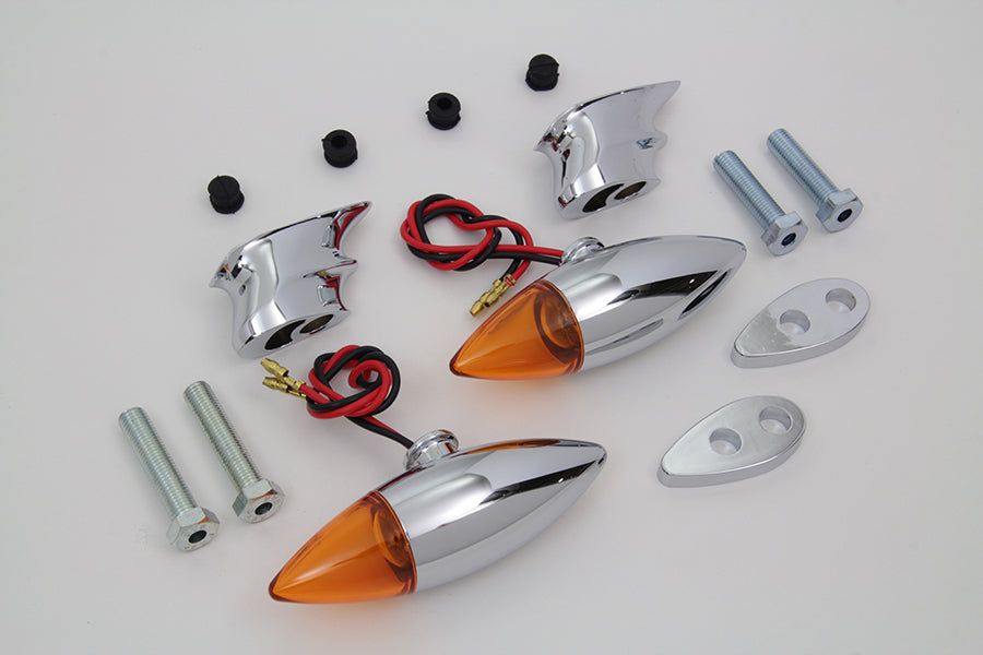 Chrome Torpedo Bullet Style Marker Lamp Set 0 /  Custom application