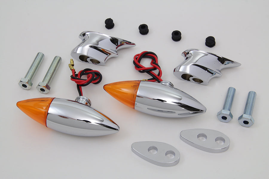 Chrome Torpedo Bullet Style Marker Lamp Set 0 /  Custom application