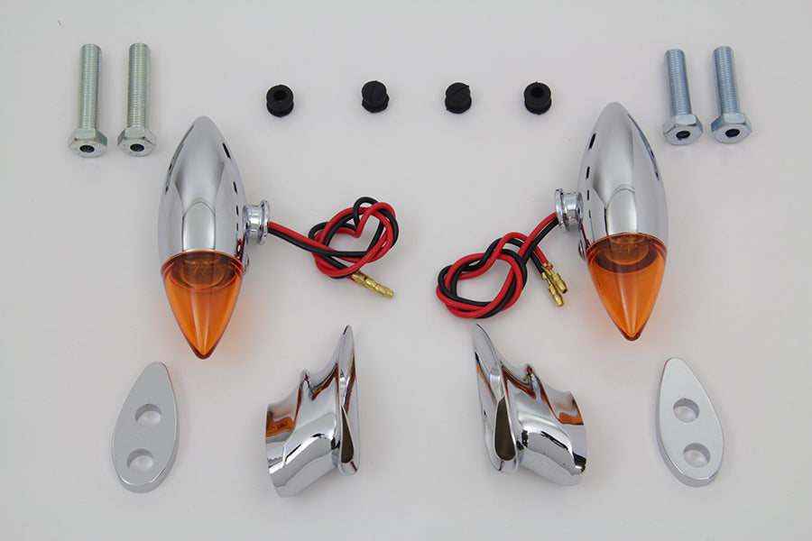 Chrome Torpedo Bullet Style Marker Lamp Set 0 /  Custom application