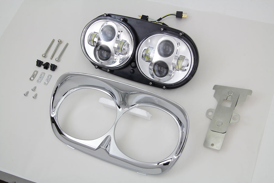 Chrome Dual LED Headlamp Unit 2004 / 2013 FLTR