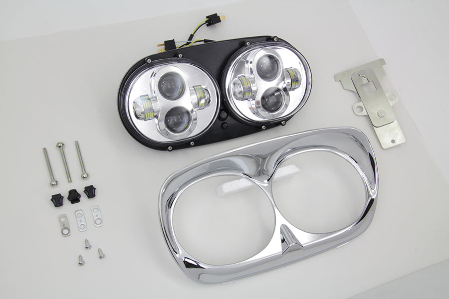 Chrome Dual LED Headlamp Unit 2004 / 2013 FLTR