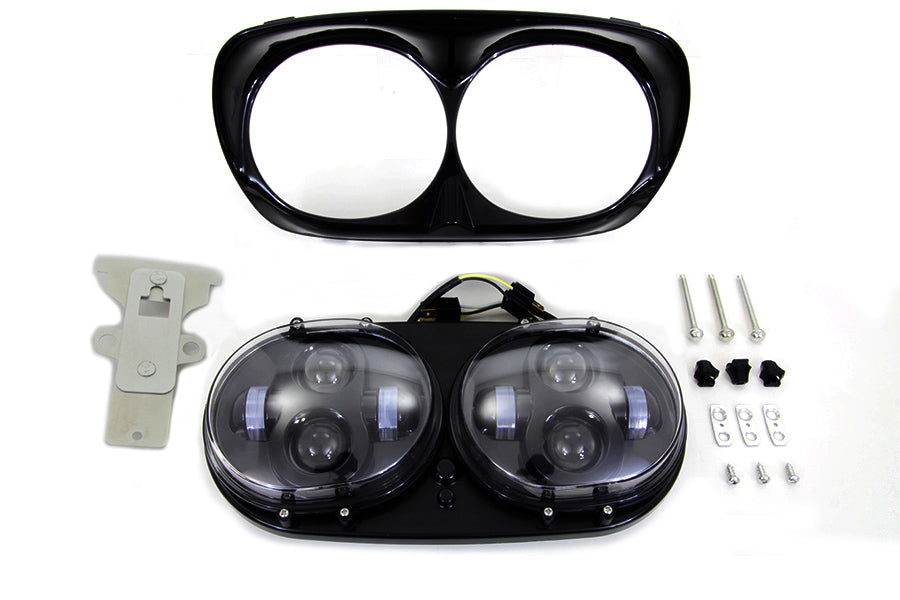 Black Dual LED Headlamp Unit 2004 / 2013 FLTR