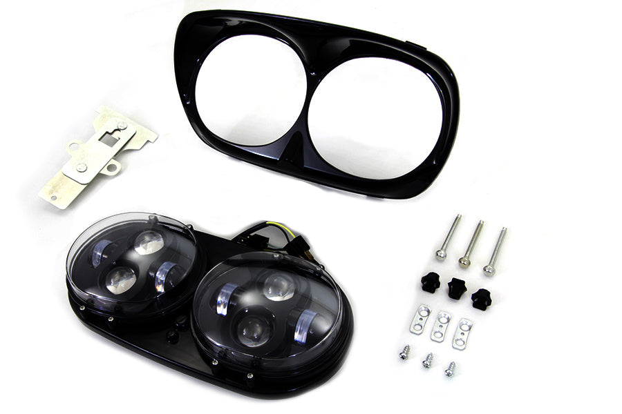Black Dual LED Headlamp Unit 2004 / 2013 FLTR