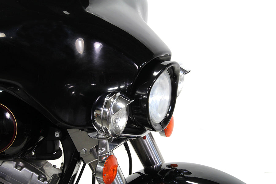 Outer Headlamp Black Frenched Trim Ring with Visor 1983 / 2013 FLT except tour glide and road glide1994 / UP FLHR 2012 / 2016 FLD