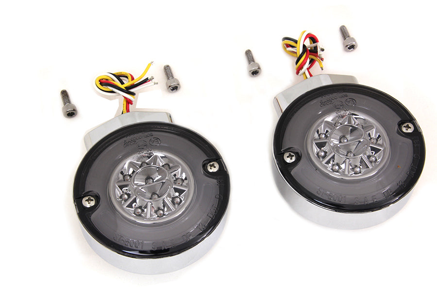 Chrome LED Turn Signal Combo Assembly Set 1989 / UP FLT 1989 / UP FLST
