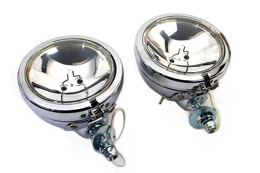 Chrome 4-1/2" Spotlamp Set with Clear 6 Volt Bulb 0 /  Custom application