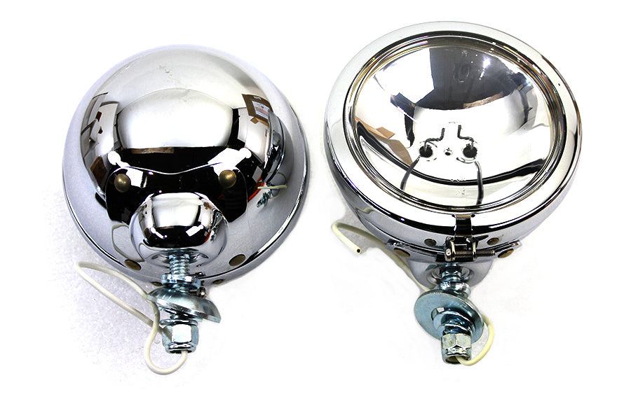 Chrome 4-1/2" Spotlamp Set with Clear 6 Volt Bulb 0 /  Custom application