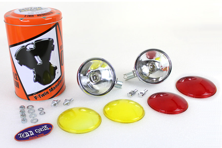 Replica Chrome Guide Spotlamp Set 6 Volt 1938 / 1940 EL 1941 / 1957 FL