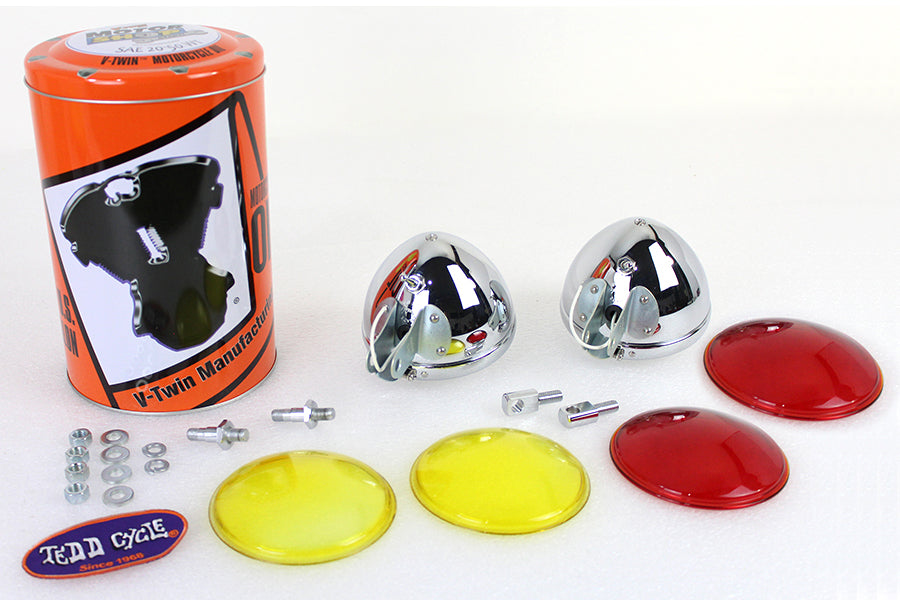 Replica Chrome Guide Spotlamp Set 6 Volt 1938 / 1940 EL 1941 / 1957 FL