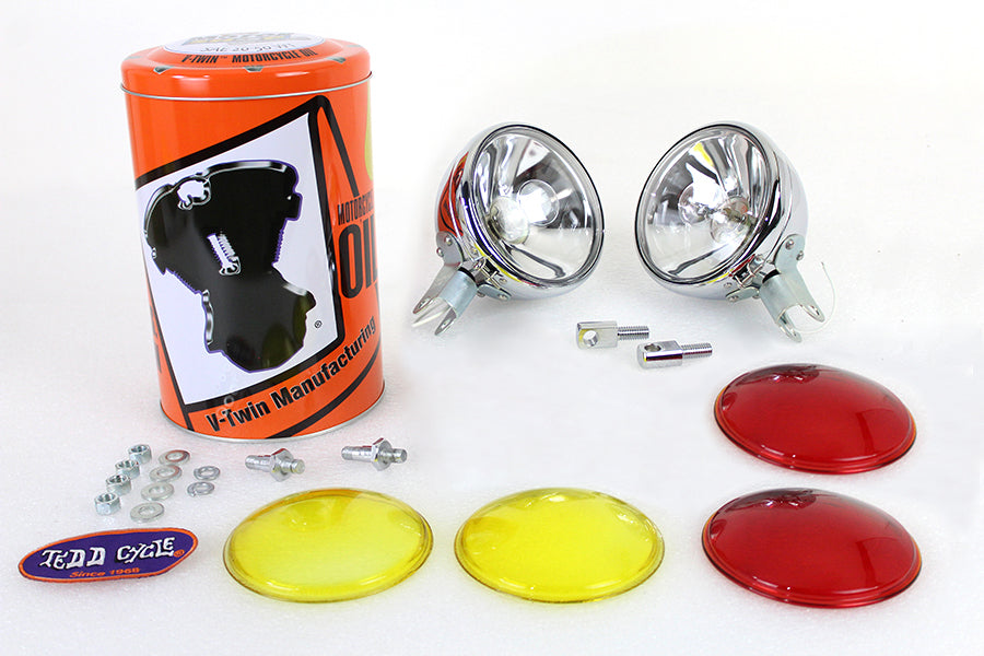 Replica Chrome Guide Spotlamp Set 6 Volt 1938 / 1940 EL 1941 / 1957 FL