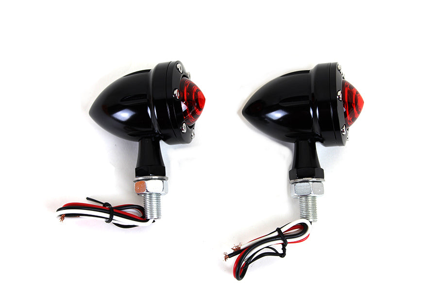 LED Bullet Turn Signal Set Black with Red Lens 0 /  Custom application