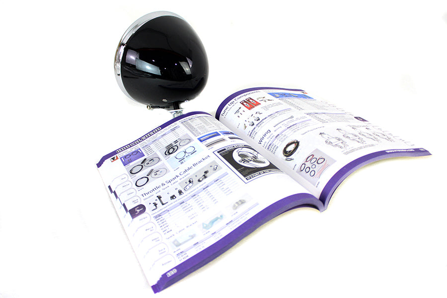 6 Volt LED Spring Fork Headlamp Black 1936 / 1948 EL 1941 / 1948 FL