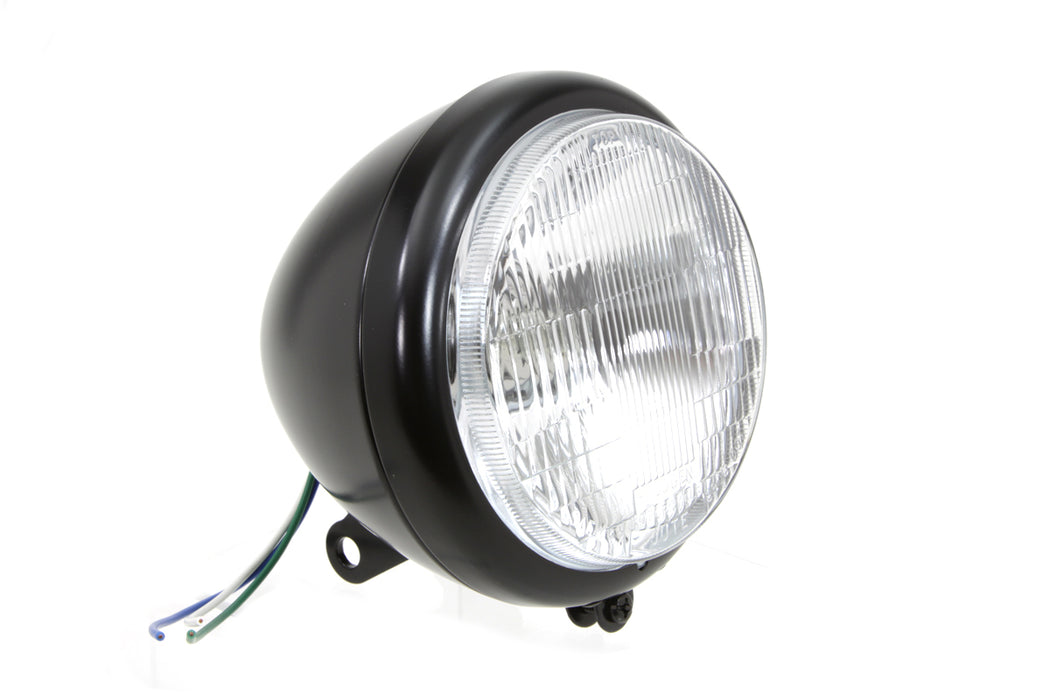 Black 5-3/4 Round Headlamp Assembly Tear Drop Style 1993 / 1999 FXSTS