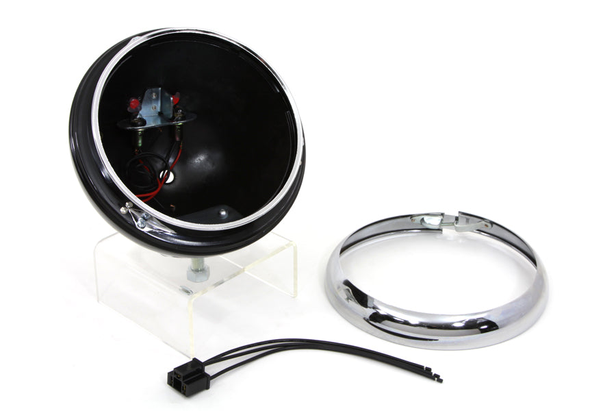 Black 7 K Headlamp Housing with Chrome Rim 1957 / 1958 XL 1954 / 1956 K
