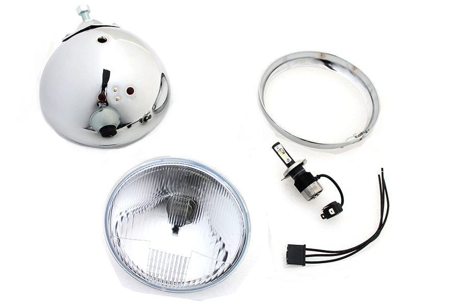 7 12 Volt LED Glide Headlamp Chrome 1949 / 1959 FL