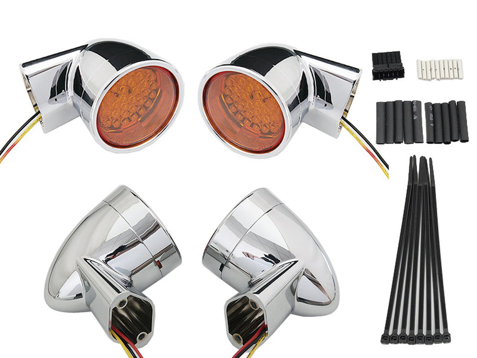 Chrome Revox Bullet Style LED Turn Signal Lamp Kit 1994 / 2013 FLH 1998 / 2013 FLT 1996 / UP FLST