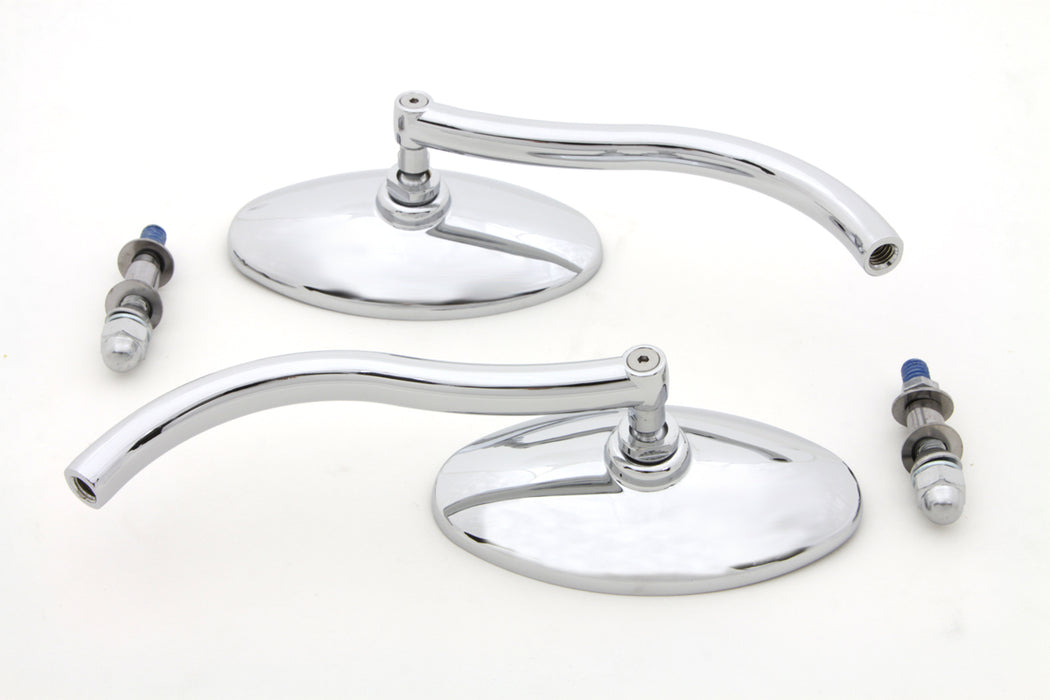 Wyatt Gatling Chrome Oval Mirror Set with Contour Round 1965 / UP All models for left and right side application