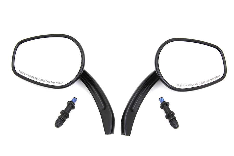 Rectangle Taper Mirror Set with Billet Stems Black 1965 / UP All models