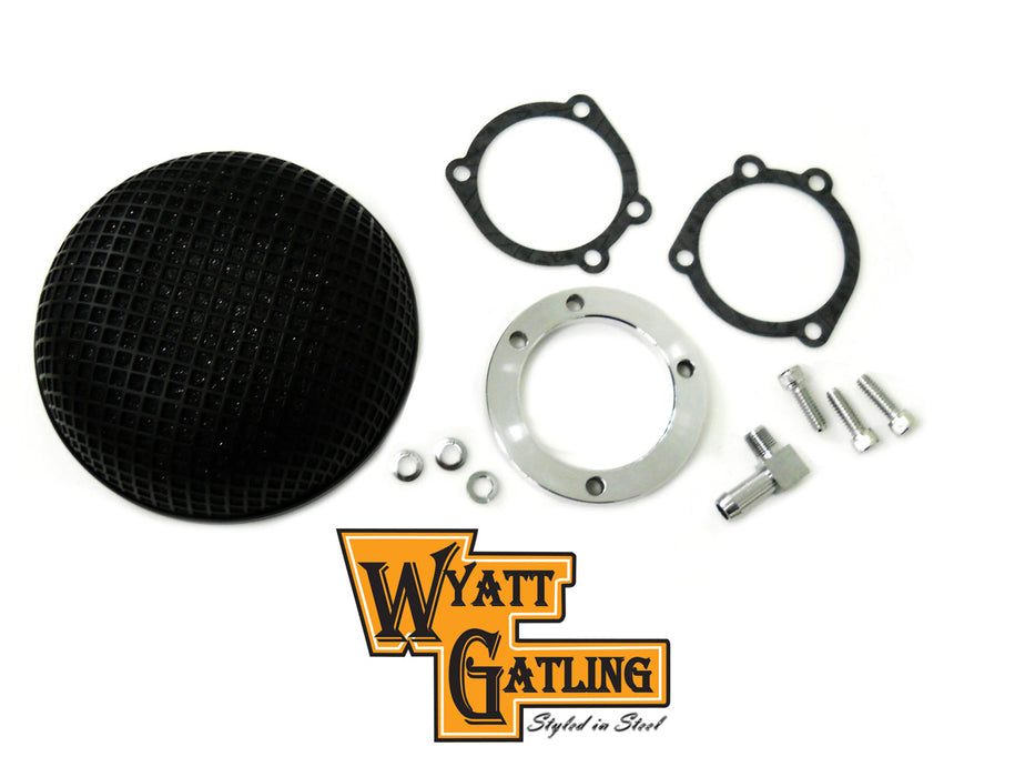 Wyatt Gatling Round Mesh Air Cleaner Black 1990 / 2015 FXST 1990 / 2015 FLST 1990 / 2007 FLT 1990 / 1994 FXR 1991 / 2017 FXD 1988 / 2006 XL