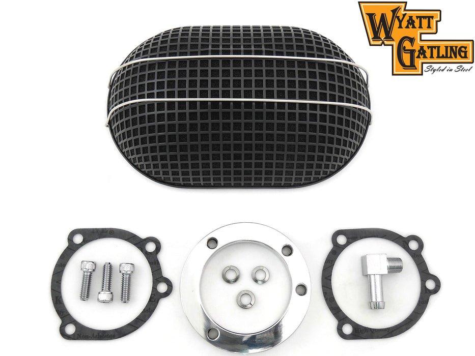 Wyatt Gatling Black Oval Mesh Air Cleaner 1990 / 2015 FXST 1990 / 2015 FLST 1990 / 2007 FLT 1990 / 1994 FXR 1991 / 2017 FXD 1988 / 2006 XL