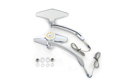Diamond Shape Mirror Set with Billet Stems 0 /  All models for left and right application