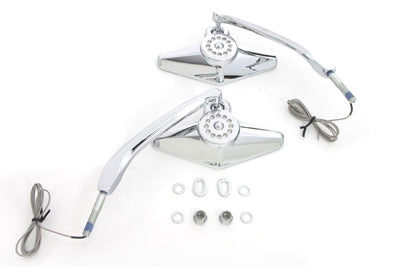 Diamond Shape Mirror Set with Billet Stems 0 /  All models for left and right application