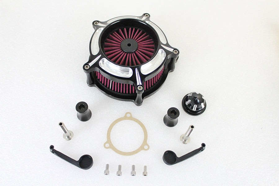 Exposed Filter Air Cleaner Kit Black 2001 / 2015 FLST with Carburetor or EFI1999 / 2015 FXST with Carburetor or EFI1999 / 2017 FXD with Carburetor or EFI, except FXDLS2002 / 2007 FLT with EFI1999 / 2006 FLT with Carburetor