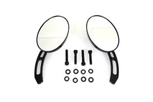 Load image into Gallery viewer, Oval Mirror Set with Billet 3 Slot Stem Black 1965 / UP All models for left and right side application