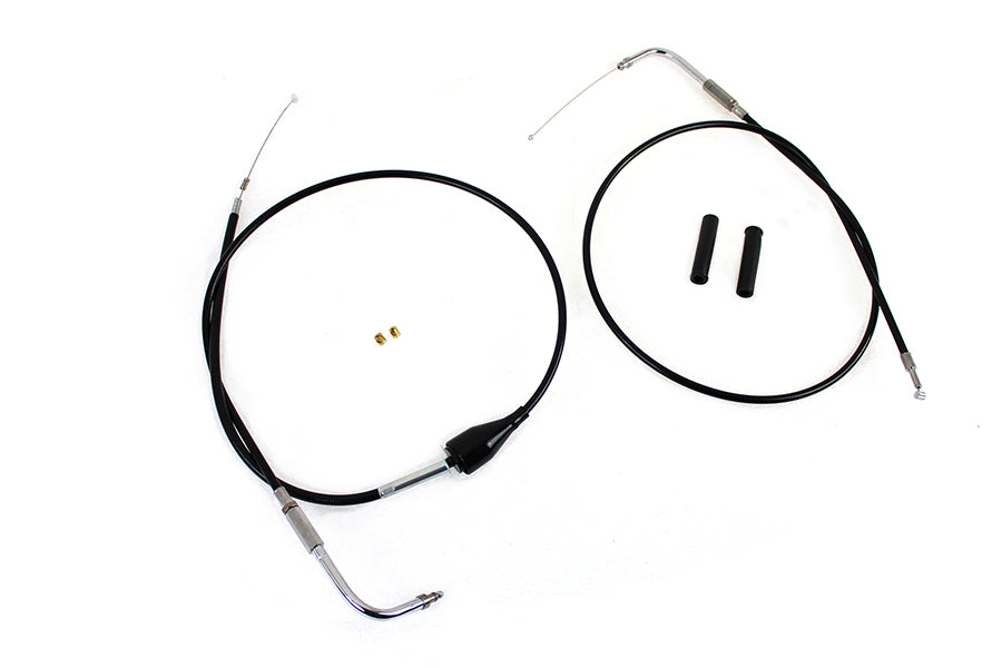 43 Stainless Steel Throttle and Idle Cable Set Black Coat 2002 / 2007 FLH with cruise control
