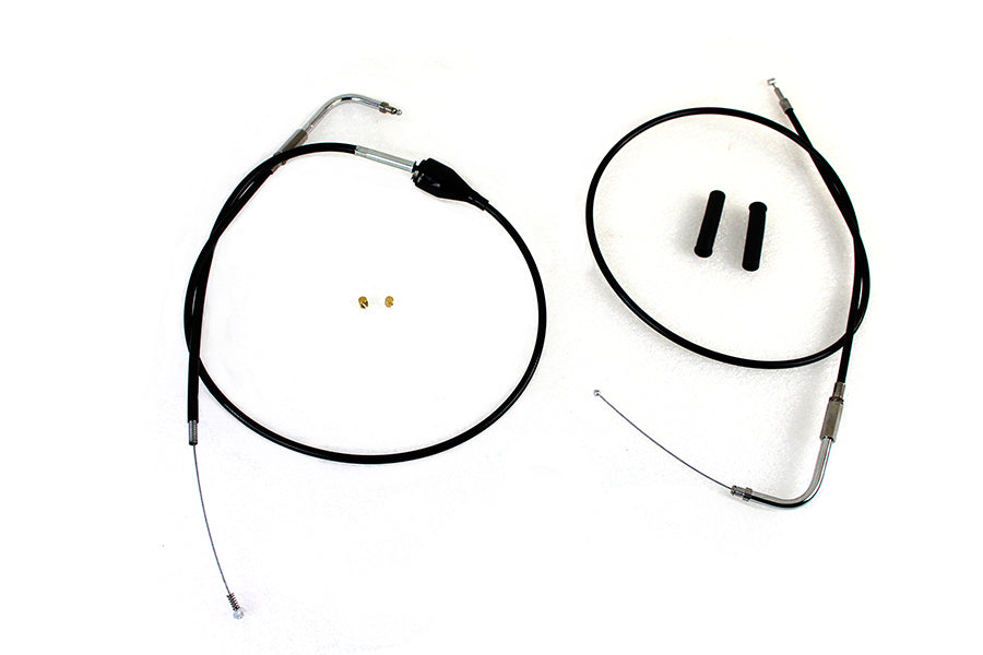 43 Stainless Steel Throttle and Idle Cable Set Black Coat 2002 / 2007 FLH with cruise control