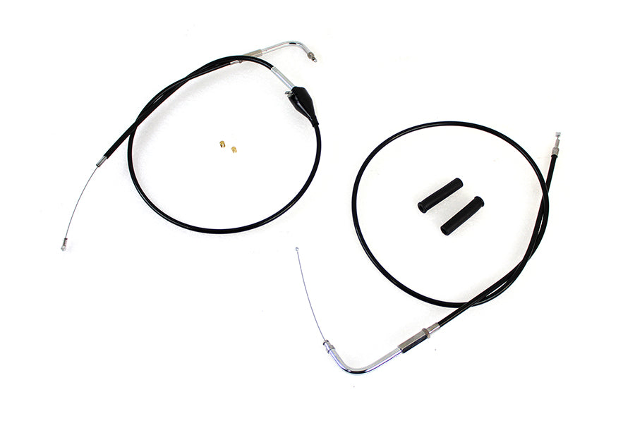 43 Stainless Steel Throttle and Idle Cable Set Black Coat 2002 / 2007 FLH with cruise control