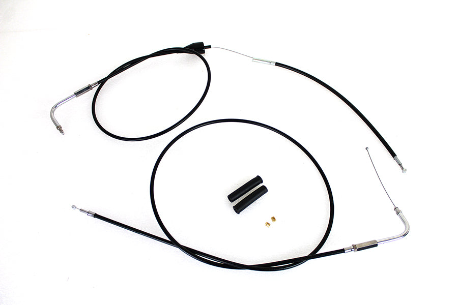 Stainless Steel Throttle and Idle Cable Set Black Coat +8 2002 / 2007 FLH with cruise control