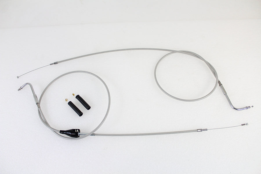 Stainless Steel Throttle and Idle Cable Set Clear Coat +8 2002 / 2007 FLHTCU 2002 / 2007 FLHTC 2002 / 2007 FLTR 2002 / 2007 FLHT 2002 / 2007 FLHX