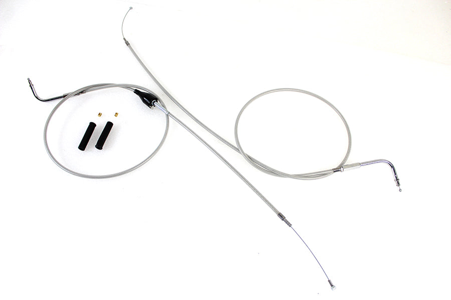 Stainless Steel Throttle and Idle Cable Set Clear Coat +8 2002 / 2007 FLHTCU 2002 / 2007 FLHTC 2002 / 2007 FLTR 2002 / 2007 FLHT 2002 / 2007 FLHX