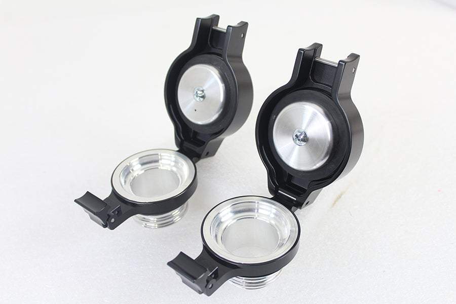 Flip Up Gas Cap Set Black 1996 / 1999 FLST 1996 / 1999 FXST