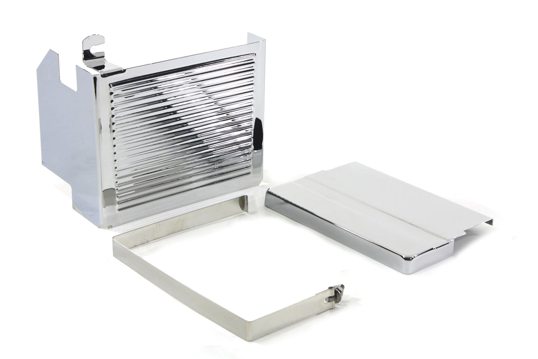 Chrome Ribbed Battery Cover Kit 1970 / 1984 FLH