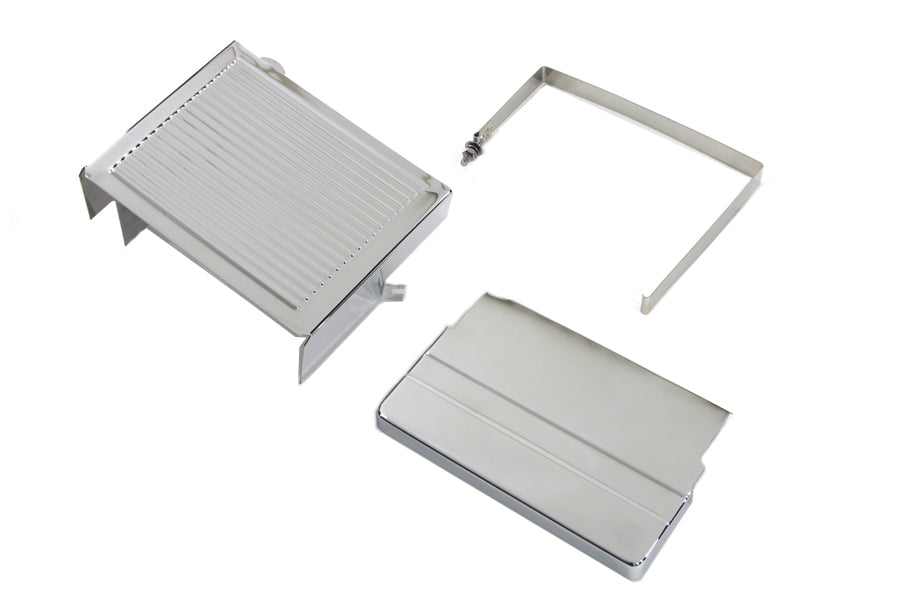 Chrome Ribbed Battery Cover Kit 1970 / 1984 FLH