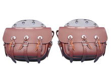Load image into Gallery viewer, Brown Leather Replica Saddlebag Set 1936 / 1940 EL 1941 / 1946 FL
