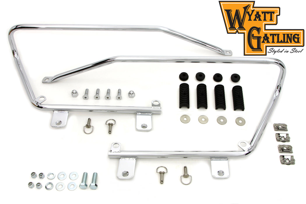 Wyatt Gatling Saddlebag Brackets and Stud Kit Chrome 1984 / 2017 FXST 1986 / 2017 FLST