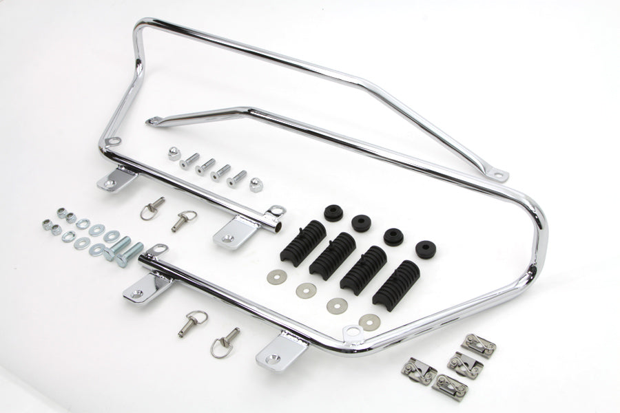 Wyatt Gatling Saddlebag Brackets and Stud Kit Chrome 1984 / 2017 FXST 1986 / 2017 FLST