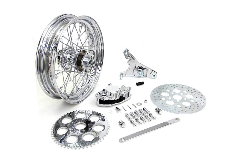 16" x 3.00 Rear Wheel Kit with Caliper Chrome 1973 / 1985 FX 1973 / 1985 FL